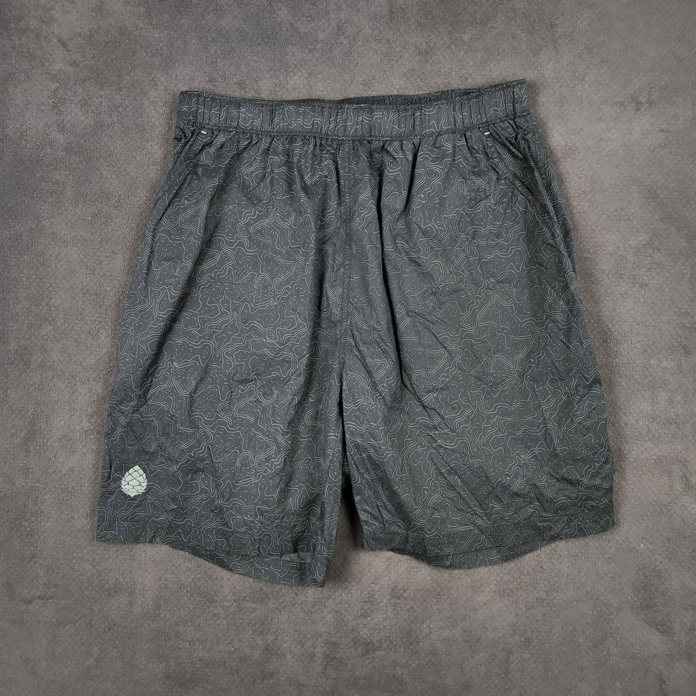 Stio Second Light Shorts Mens 33 Gray Topographic Print Running Hiking Quick Dry